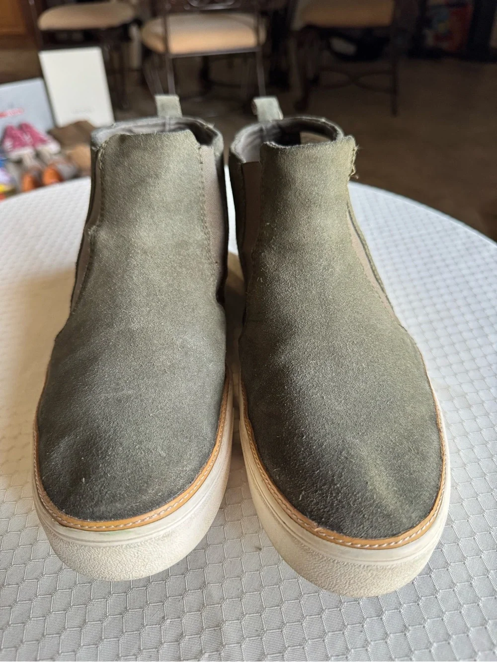 Toms Olive Suede Chukka Boots with White Sole